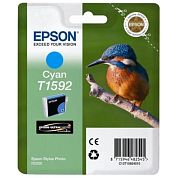Картридж струйный Epson T1592 C13T15924010 голубой оригинальный